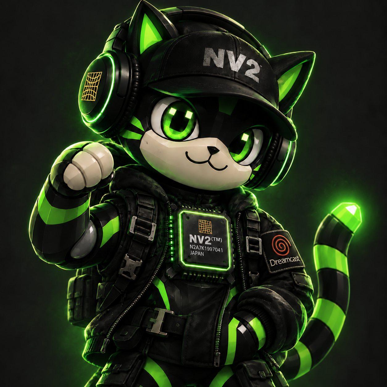 Nekovidia, the NV2 mascot, in NV2 flight gear